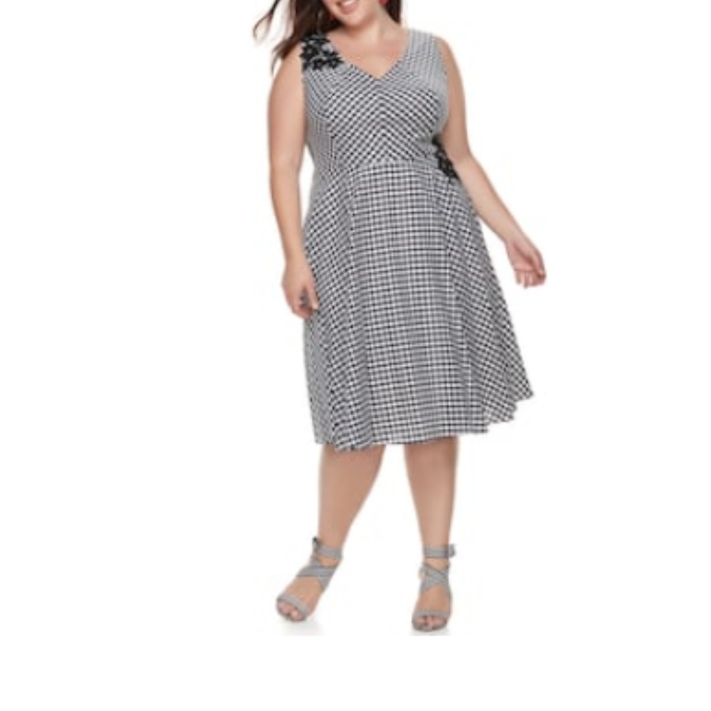 Chaya gingham fit & flare dress 16w